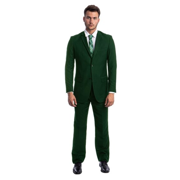 Mens 2pc Modern Fit Suit Notch Lapel, Green - Picture 2 of 3